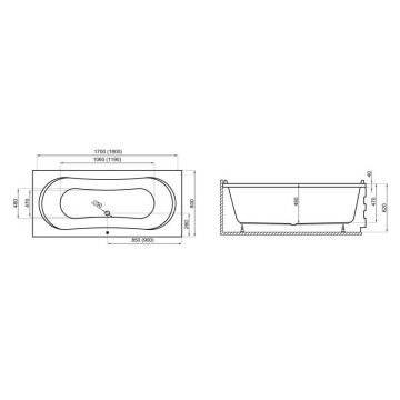 Акриловая ванна Polimat Long 170х80 прямоугольная