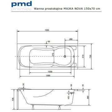 Акриловая ванна BESCO MAJKA NOVA 