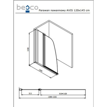 ШТОРКА ДЛЯ ВАНН BESCO AVIS 120X145 см.