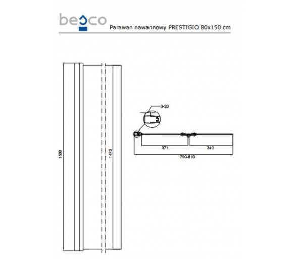 ШТОРКА ДЛЯ ВАНН BESCO PRESTIGIO 80X150 см.