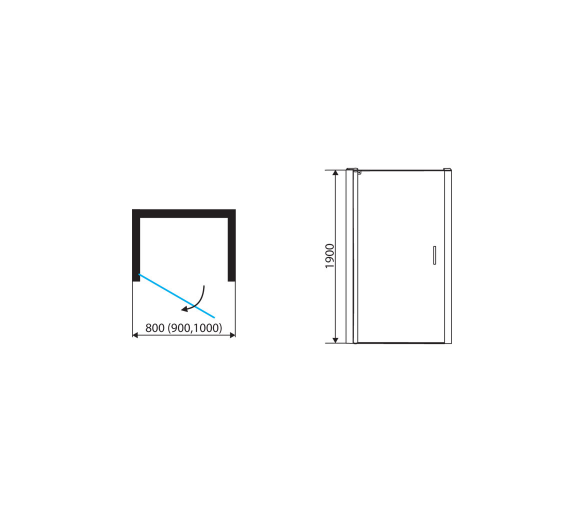 ᐉ Душова перегородка (орні двері) PIVOT (1000*1900), PV100S (Tr) купити в Києві за вигідною ціною. Доставка по Україні. Га