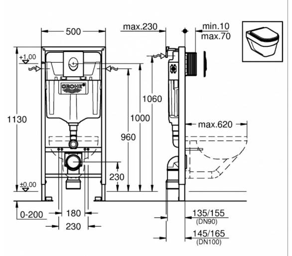 Установка для унітазу Grohe комплект Rapid SL 3 в 1 38721001