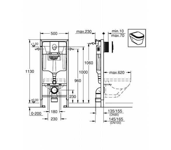 Установка для унітазу Grohe комплект Rapid SL 3 в 1 38722001
