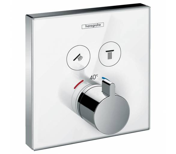ᐉ ShowerSelect Термостат  для двух потребителей, стеклянный, СМ белый/хром  купить в Киеве по выгодной цене. Доставка по Украине
