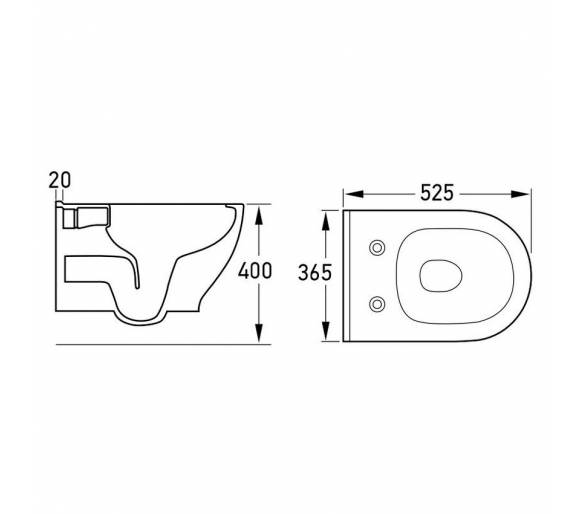 ᐉ OLIVA Rimless унітаз 525 * 365 * 400мм підвішений в комплекті з сидінням Slim повільного закриття купити в Києві за вигідною ц