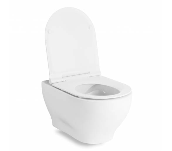 ᐉ OLIVA Rimless унітаз 525 * 365 * 400мм підвішений в комплекті з сидінням Slim повільного закриття купити в Києві за вигідною ц