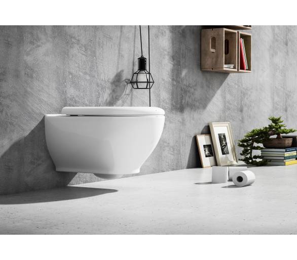 ᐉ OLIVA Rimless унітаз 525 * 365 * 400мм підвішений в комплекті з сидінням Slim повільного закриття купити в Києві за вигідною ц