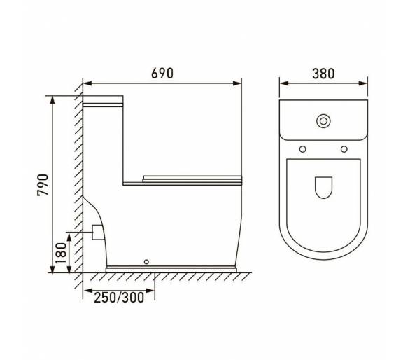 ᐉ PUERTA RIM компакт 690*380*790мм, гор. выпуск, нижний подвод, бачок 3/6л, сиденье твердое slow-closing  купить в Киеве по выго