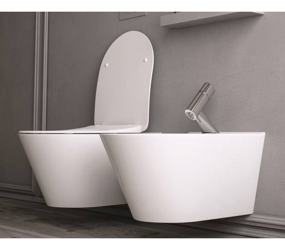 ᐉ AIVA Rimless 560*385 *370 mm унитаз подвесной с сидением Slim slow-closing  купить в Киеве по выгодной цене. Доставка по Украи