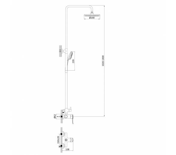 ᐉ NOVA VLNA система душевая  (смеситель для душа, верхний и ручной душ, 3 режима, шланг 1,5м)  купить в Киеве по выгодной цене. 