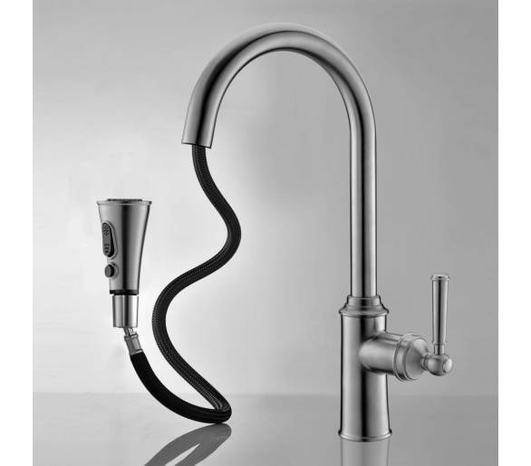 ᐉ Змішувач HYDRANT для кухні, висувна лійка 50 см, 3 функції, 35 мм купити в Києві за вигідною ціною. Доставка по Україні. Гар