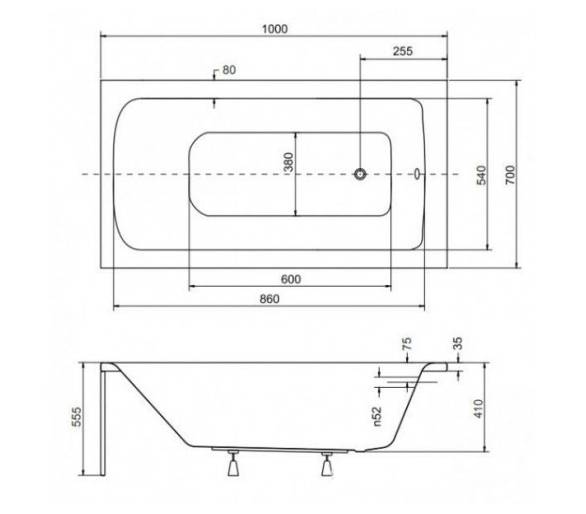 Гідроаеромасажна ванна BESCO TALIA 100Х70 см