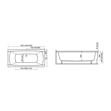 ᐉ Акрилову ванну Polimat Capri New 150x70 прямокутної форми купити в Києві за вигідною ціною. Доставка по Україні. Гарантія