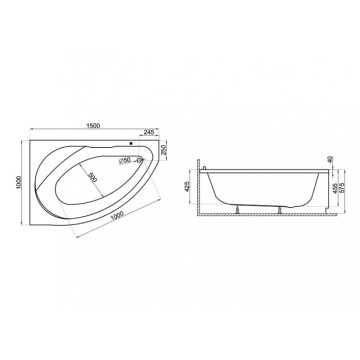 Акриловая ванна Polimat Marea 150x100 асимметричная правая