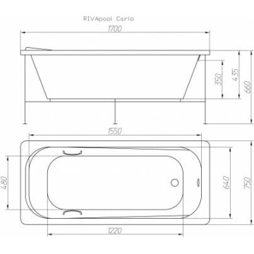 Гидро- аэромассажная ванна Riva Pool Carlo 170x75 HydroAeroOPTIMA