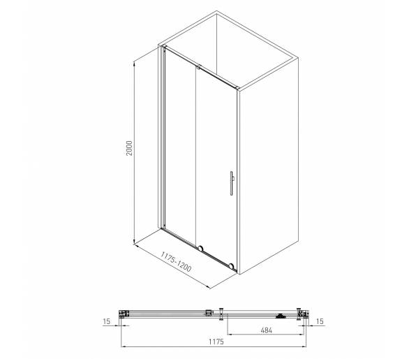 Душевая кабина TEO 117,5x87,5x200 см стекло прозрачное 8мм