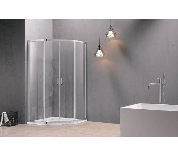 П'ятикутна душова кабіна IRIS 100x100x211см з піддоном і сифоном