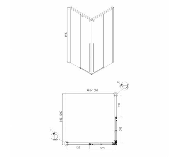 Душевая кабина AIVA 100x100x195 см без поддона