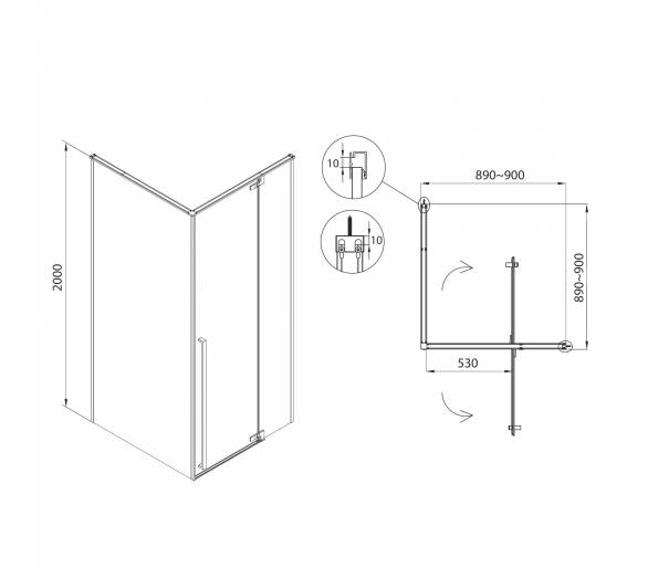 Душевая кабина Eger Freez 90x90 квадратная распашная без поддона