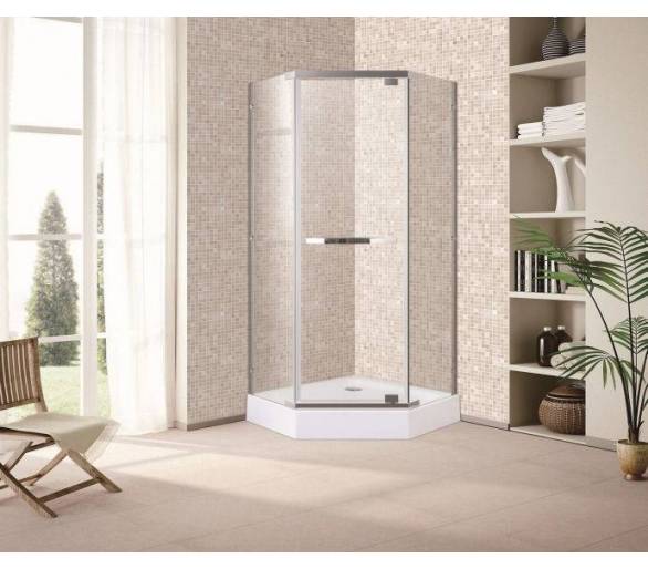 Пятиугольная душевая кабина TALÁNY 90x90x190см  профиль хром, стекло прозрачное 10мм