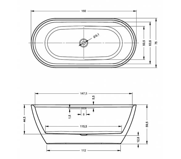 ᐉ Ванна акриловая Riho INSPIRE FS 160x75 купить в Киеве по выгодной цене. Доставка по Украине. Гарантия