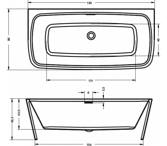 ᐉ Ванна акриловая Riho ADORE FS 180x86 купить в Киеве по выгодной цене. Доставка по Украине. Гарантия