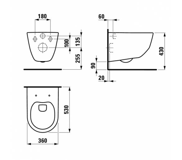 ᐉ Комплект Laufen Pro Rimless унитаз подвесной, в комплекте с сиденьем Slim, Imprese инсталляция 3в1  купить в Киеве по выгодной