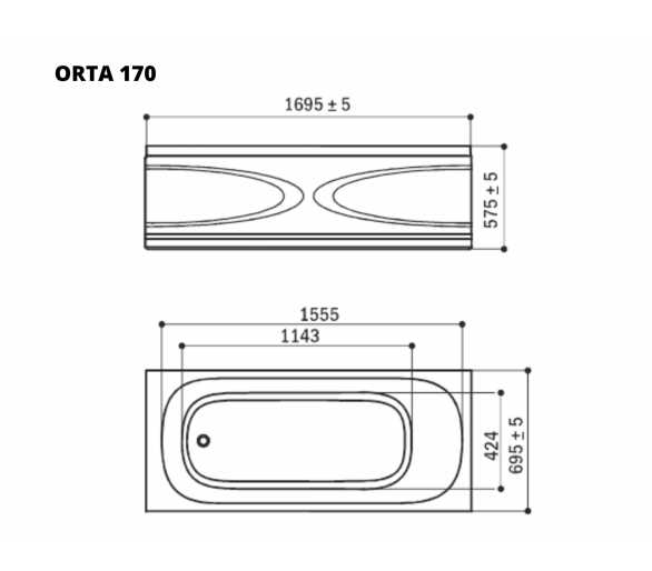 ᐉ Ванна акриловая WGT® Rialto Orta 170x70 прямоугольная купить в Киеве по выгодной цене. Доставка по Украине. Гарантия