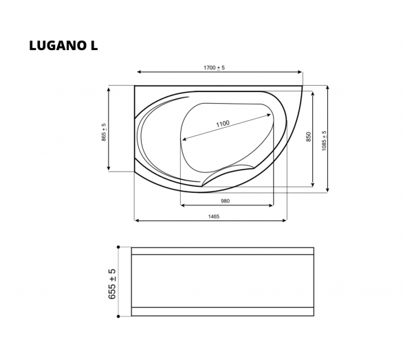 ᐉ Акрилова ванна WGT® Rialto Lugano 170x108 правий кут купити в Києві за вигідною ціною. Доставка по Україні. Гарантія