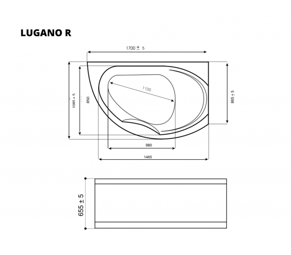 ᐉ Ванна акриловая WGT® Rialto Lugano 170x108 правая угловая купить в Киеве по выгодной цене. Доставка по Украине. Гарантия
