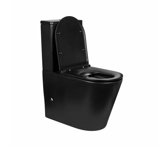 Черный унитаз-компакт Qtap Scorpio безободковый с сиденьем Soft-close