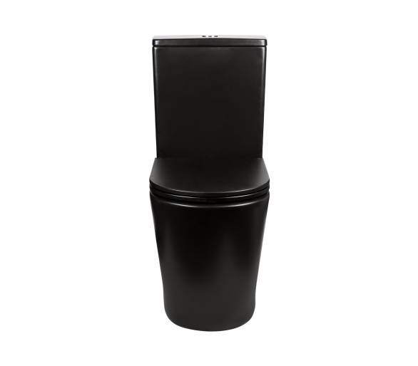 Черный унитаз-компакт Qtap Scorpio безободковый с сиденьем Soft-close