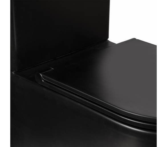 Черный унитаз-компакт Qtap Scorpio безободковый с сиденьем Soft-close