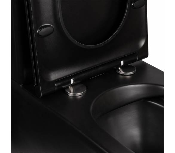 Черный унитаз-компакт Qtap Scorpio безободковый с сиденьем Soft-close