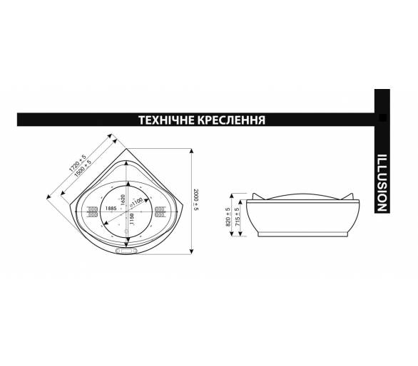 ᐉ Акрилова ванна WGT Illusion corner 172 * 172 Легко купити в Києві за вигідною ціною. Доставка по Україні. Гарантія
