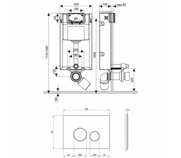 ᐉ Набор инсталляция 4 в 1 Qtap Nest ST с круглой панелью смыва QT0133M425V1164GW купить в Киеве по выгодной цене. Доставка по Ук