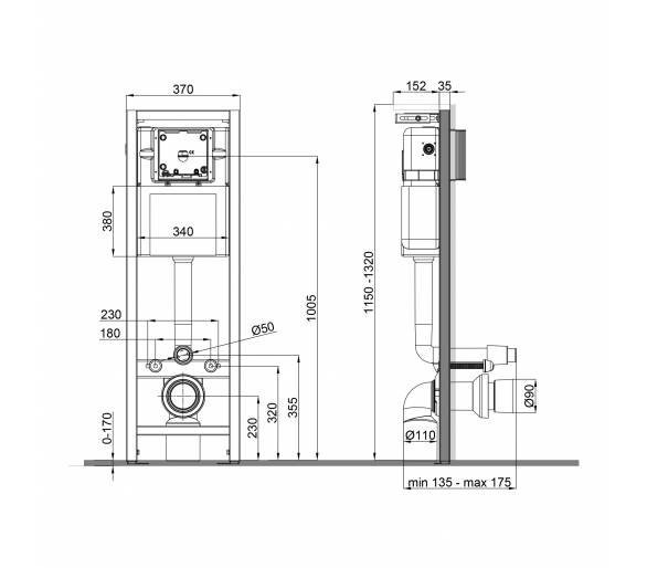 Установка для унітазу Qtap Nest Uni QT0233M370