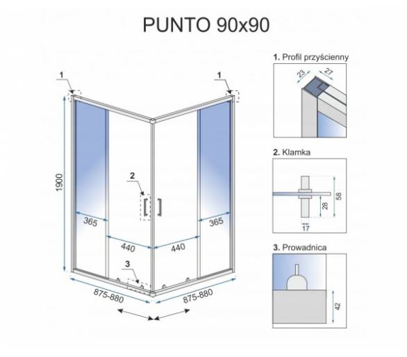 Душевая кабина REA PUNTO 90X90 хром