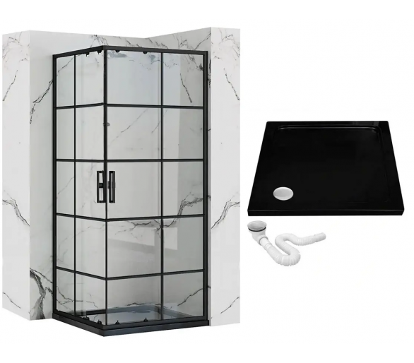 Душова кабіна REA CONCEPT 80X80 чорного кольору