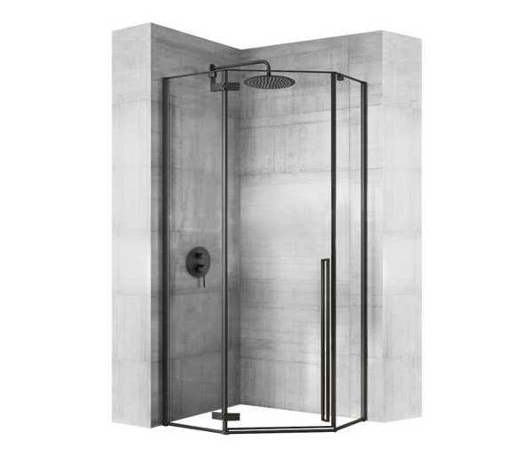 Душова кабіна REA DIAMOND BLACK MAT 90X90 чорного кольору