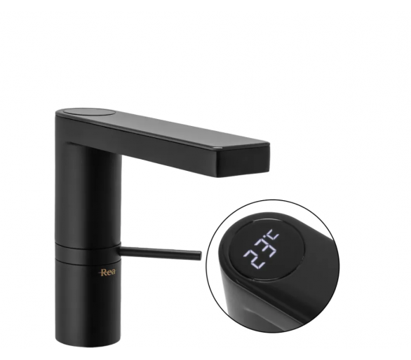 Смеситель для раковины (умывальника) REA AMAR LCD BLACK черный низкий