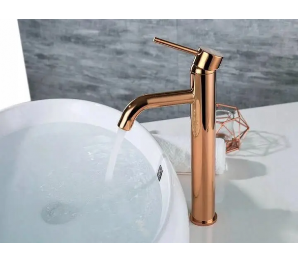 Кран для раковини REA LUNGO ROSE GOLD піднявся золотом високо