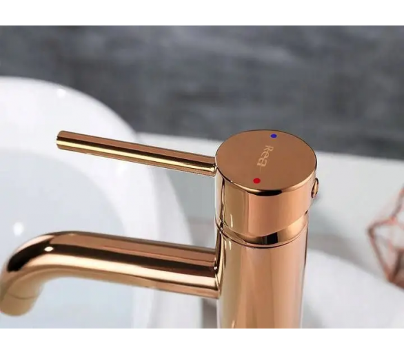 Смеситель для раковины (умывальника) REA LUNGO ROSE GOLD розовое золото высокий