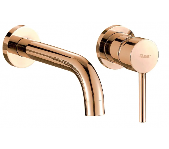 Кран для раковини (умивальник) REA LUNGO ROSE GOLD рожеве золото настінне кріплення