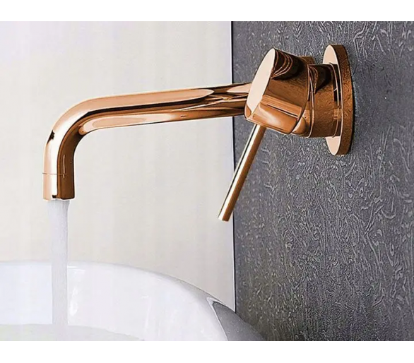 Кран для раковини (умивальник) REA LUNGO ROSE GOLD рожеве золото настінне кріплення