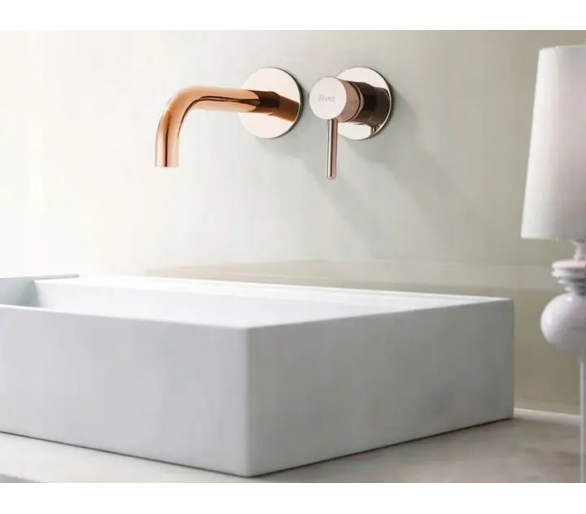Кран для раковини (умивальник) REA LUNGO ROSE GOLD рожеве золото настінне кріплення