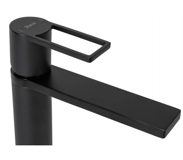 Смеситель для раковины (умывальника) REA FLIP BLACK черный высокий