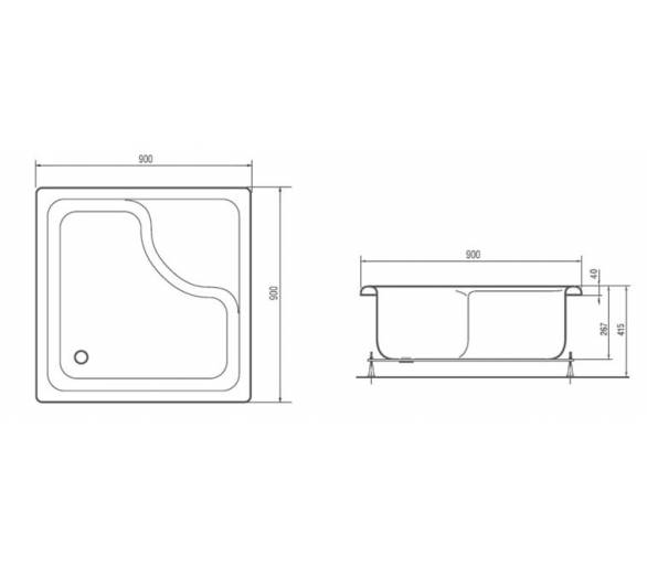 Акриловий піддон Redokss San Montone 90x90 глибокий