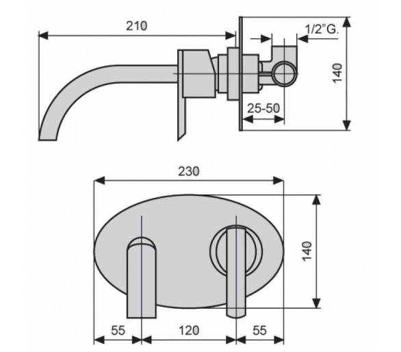 Кран для ванної кімнати вбудований Emmevi Elly CR41055