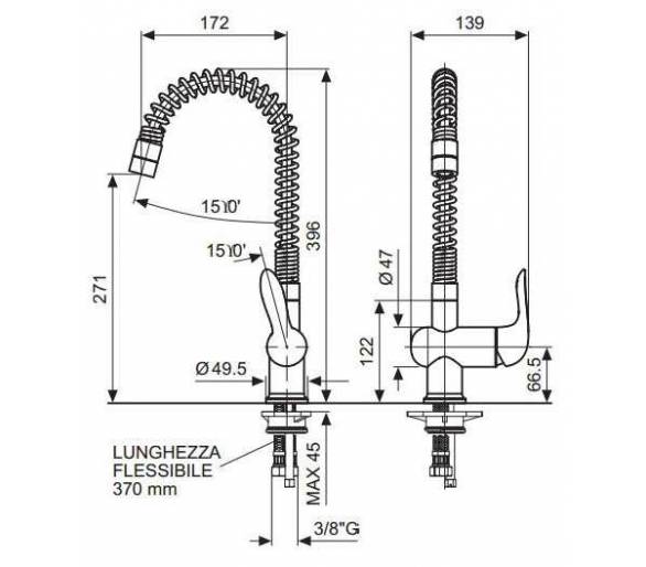 Смеситель кухонный на пружине Emmevi Neco CR91510